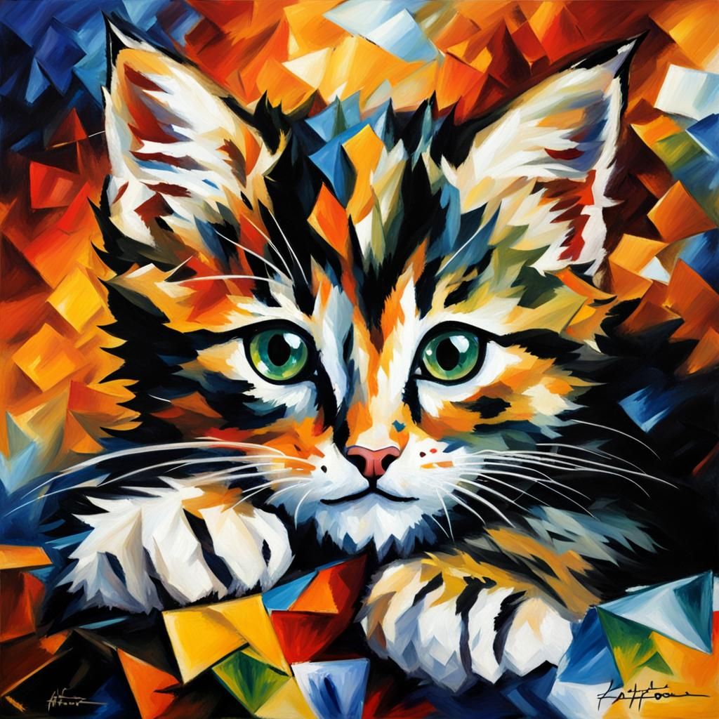 Abstract Kitten Close-Up, Expressionist Style