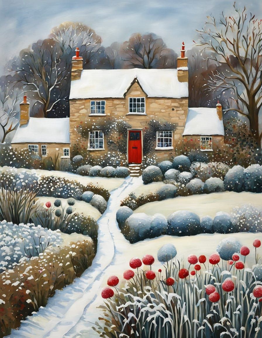 Winter Whimsy in Cotswold Cottage Garden