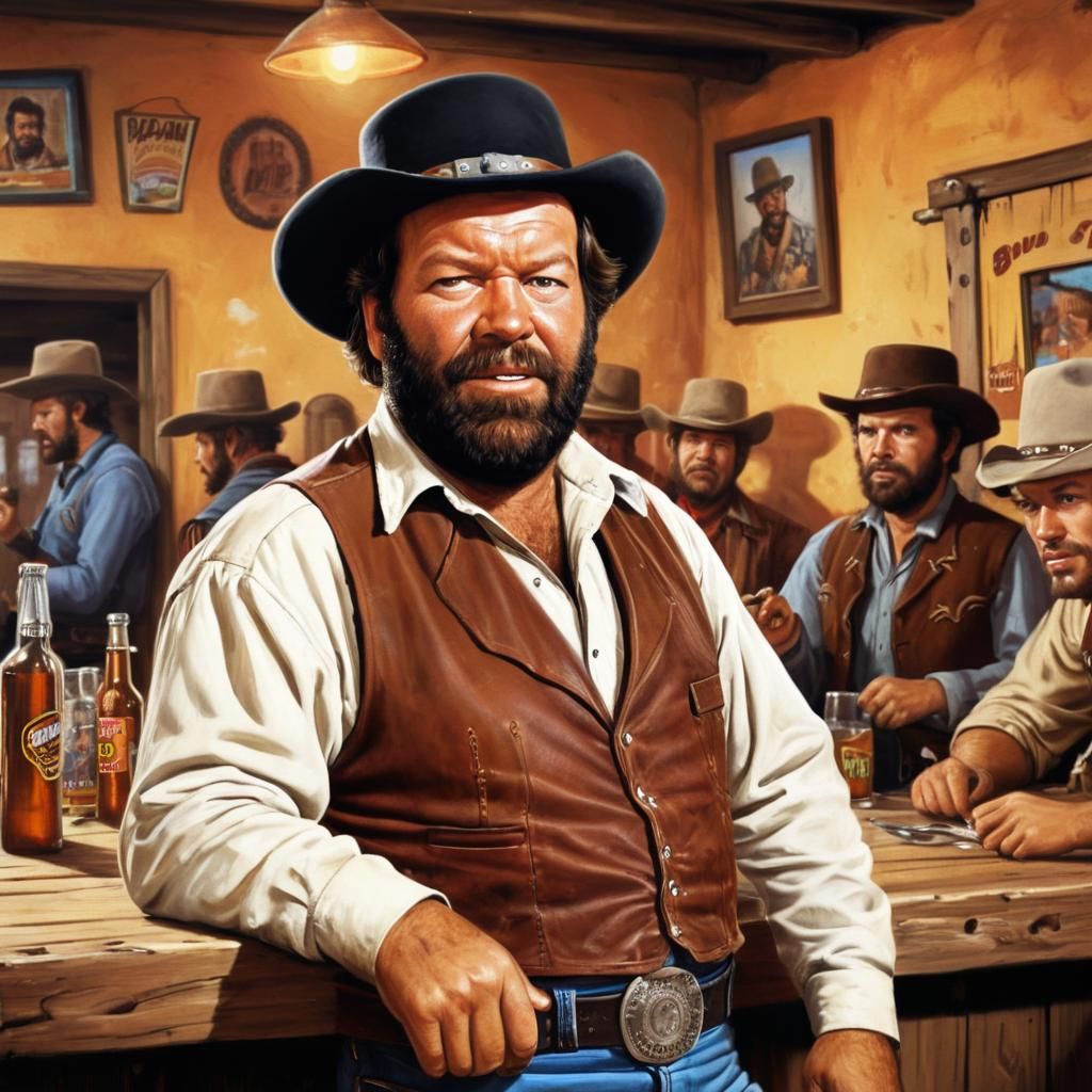 Bud Spencer Portrait in Wild West Cantina