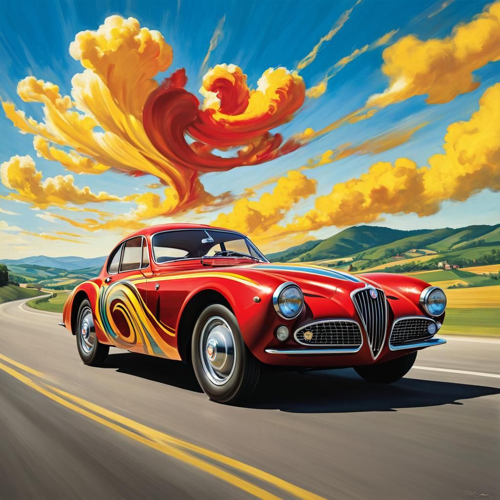 Retro Futuristic 1939 Alfa Romeo 6C 2500 Sport Berlinetta in...