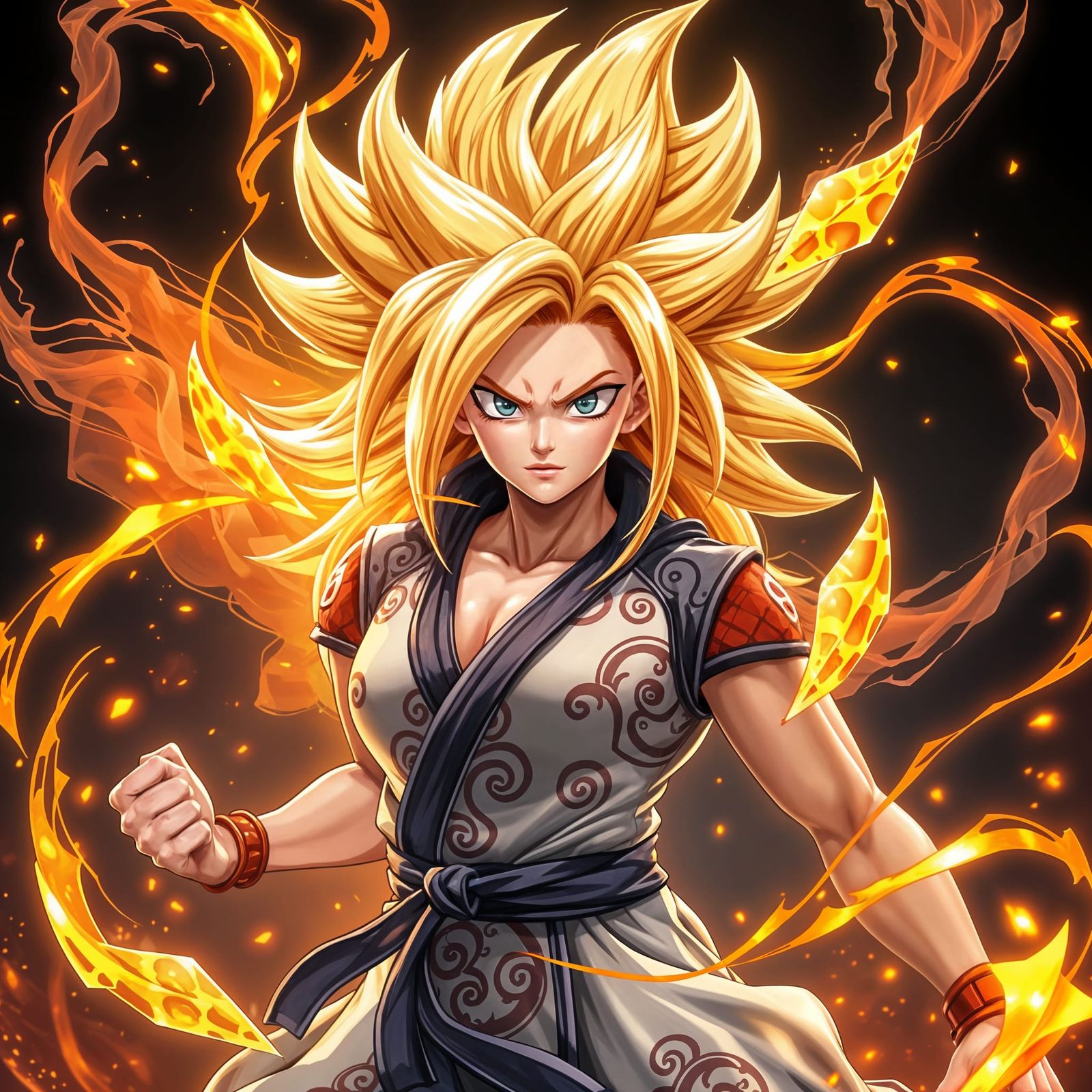 Detailed 3D Anime Female Super Saiyan Art