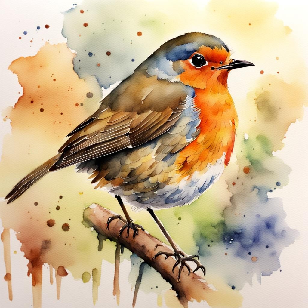 Watercolor Robin Art