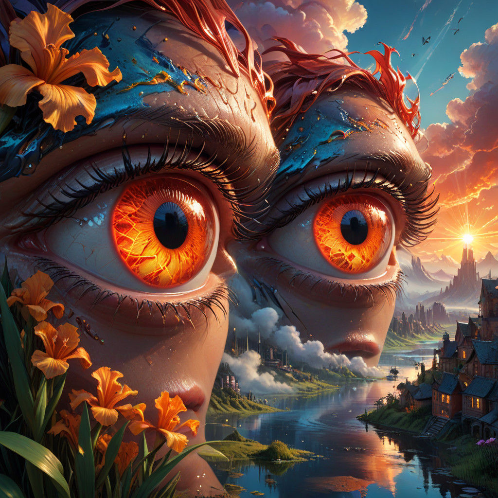 Soulful Windows in Hyper-Realistic Comic Book Art