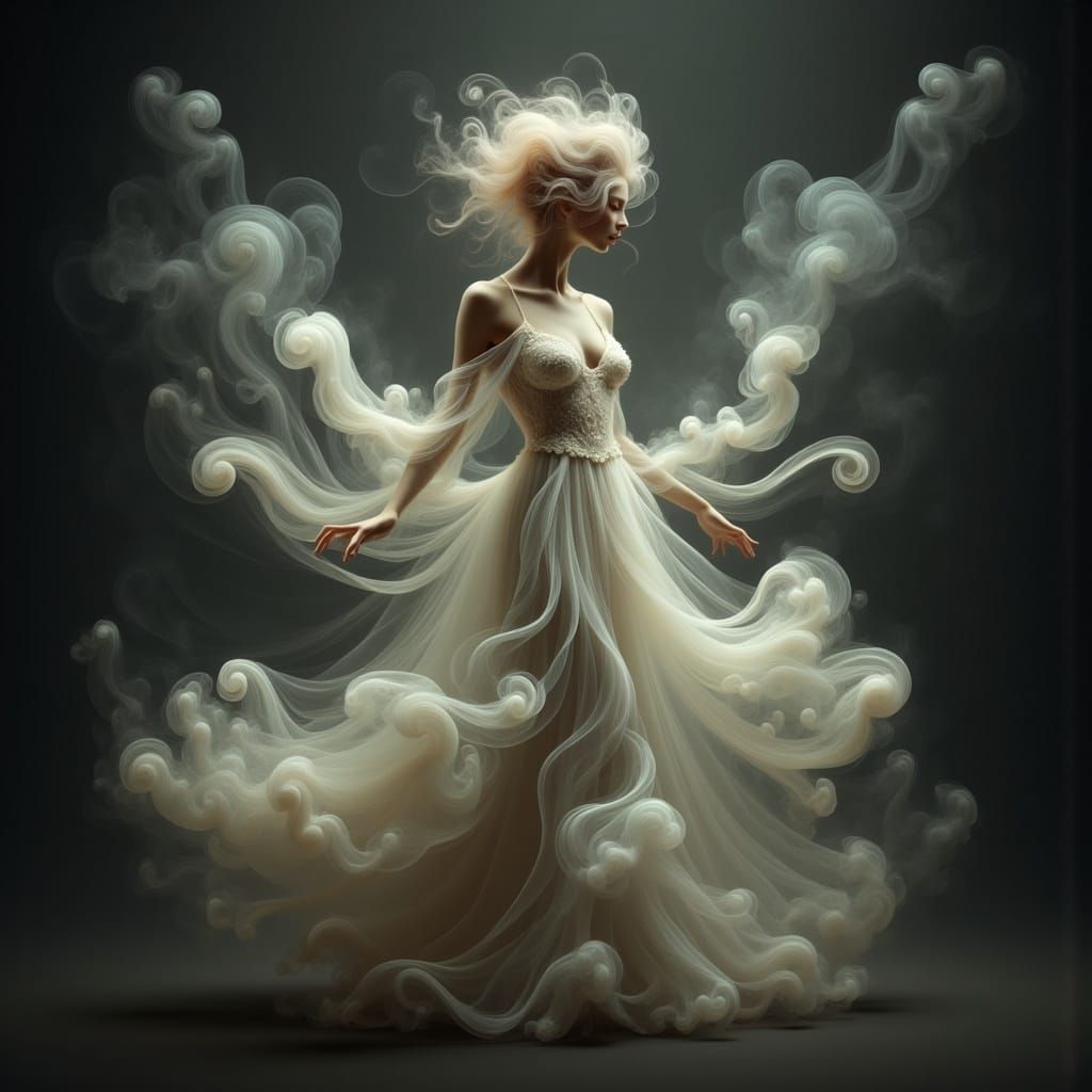 Ethereal Ghost in Whimsical Smoke Vortex