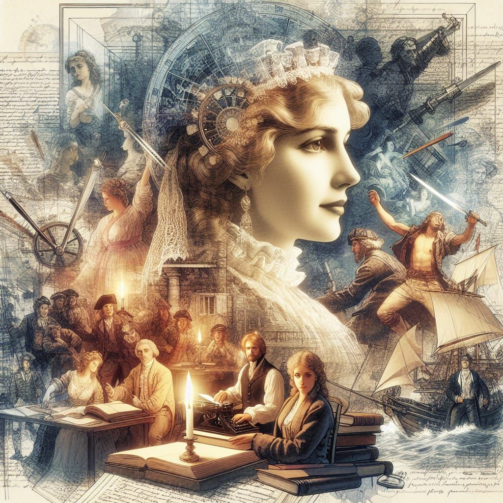 Double Exposure of Historical Author and Fictional Character...