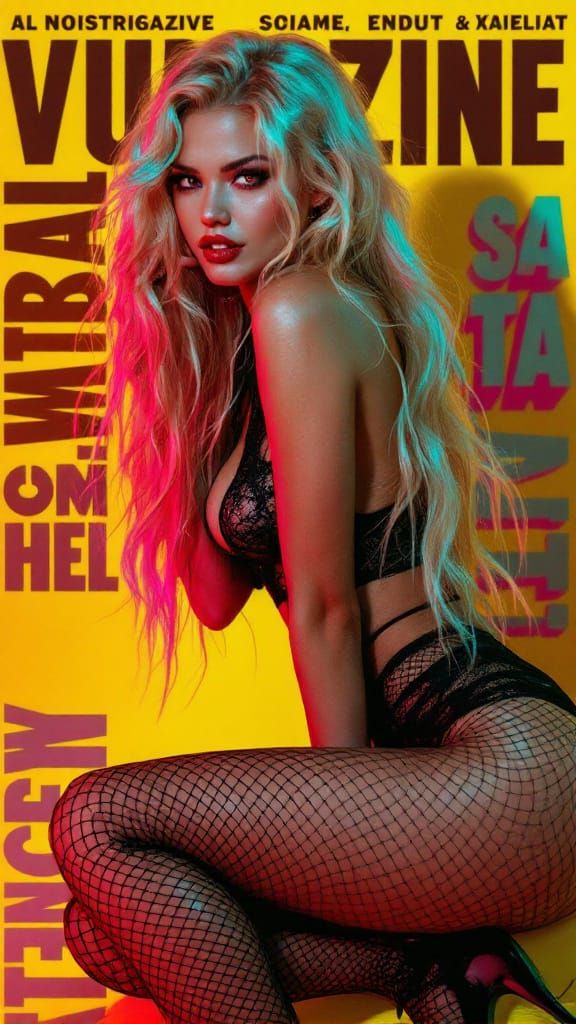 Sinister Grin: High-Fashion Temptress in Pop-Art Style