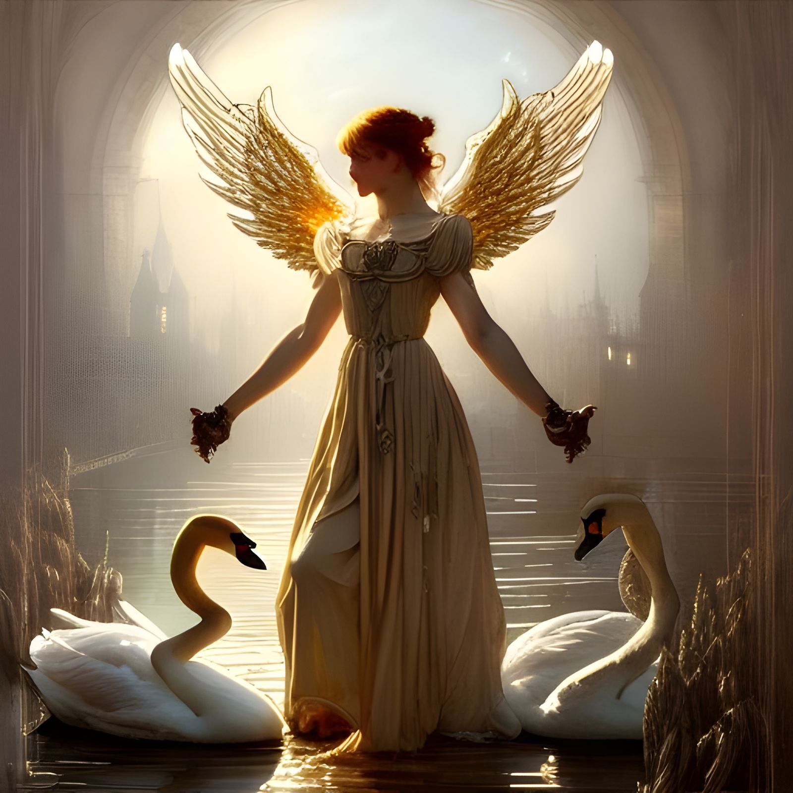Angel and swans