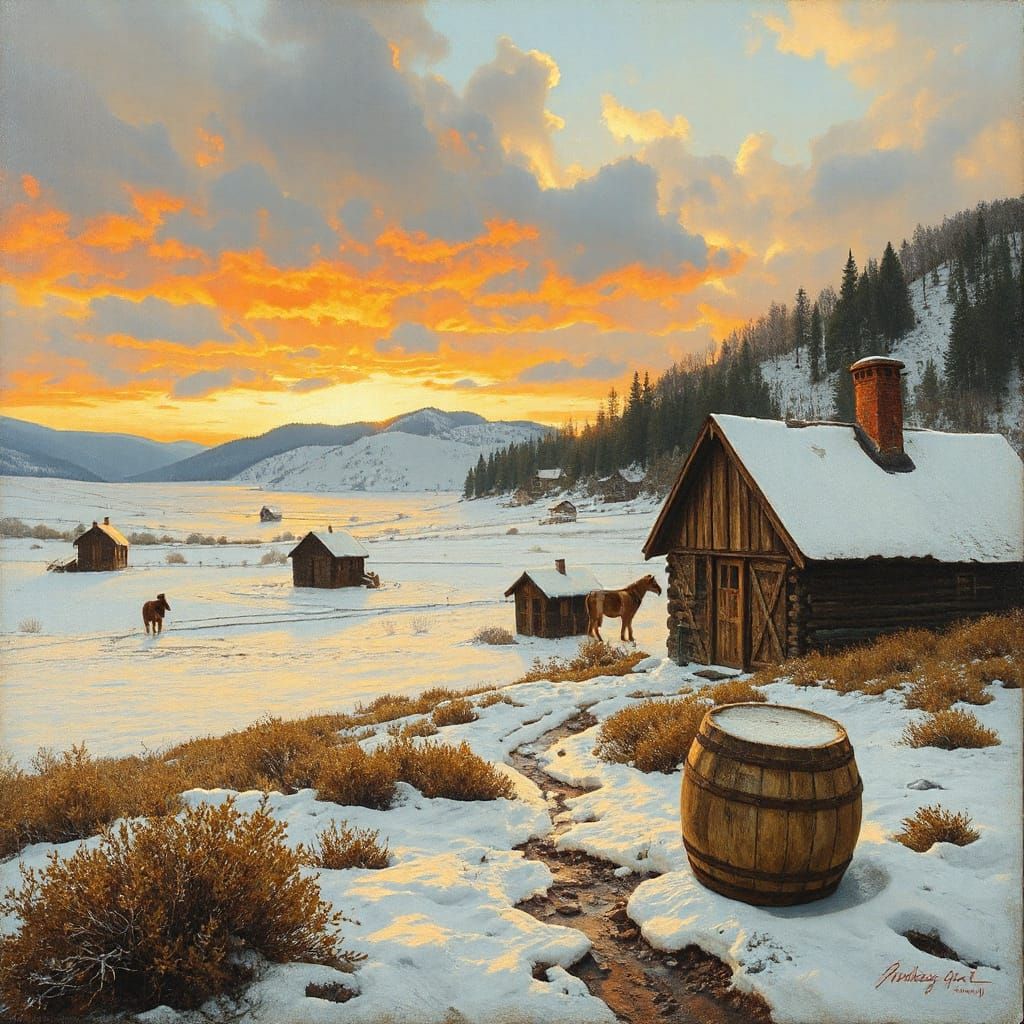 Hot Scene in Cold Country Oil Painting