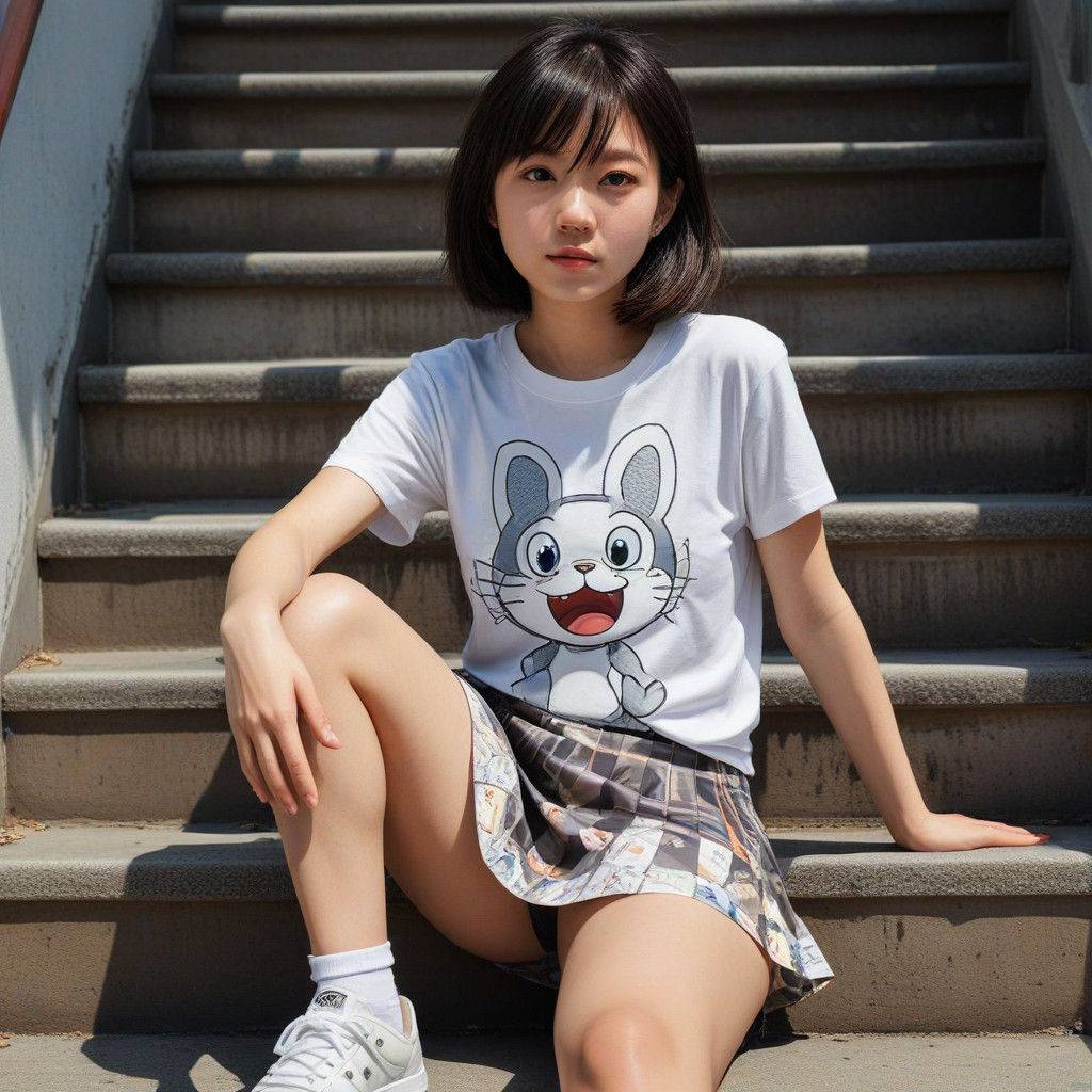 Vibrant Manga-Inspired Portrait of a Japanese Actress