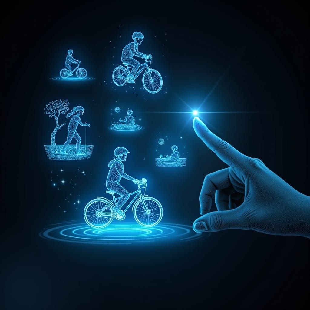 Surreal Futuristic Scene in Neon Holographic Style