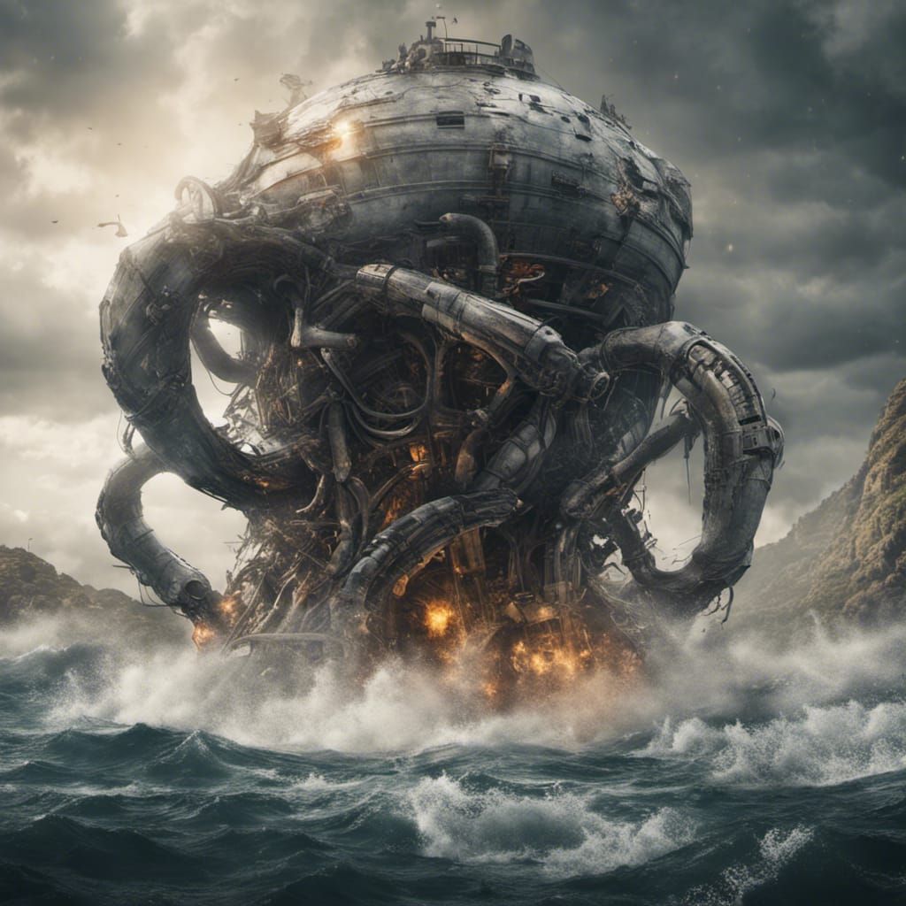 Giant Robotic Kraken Emerges from the Sea