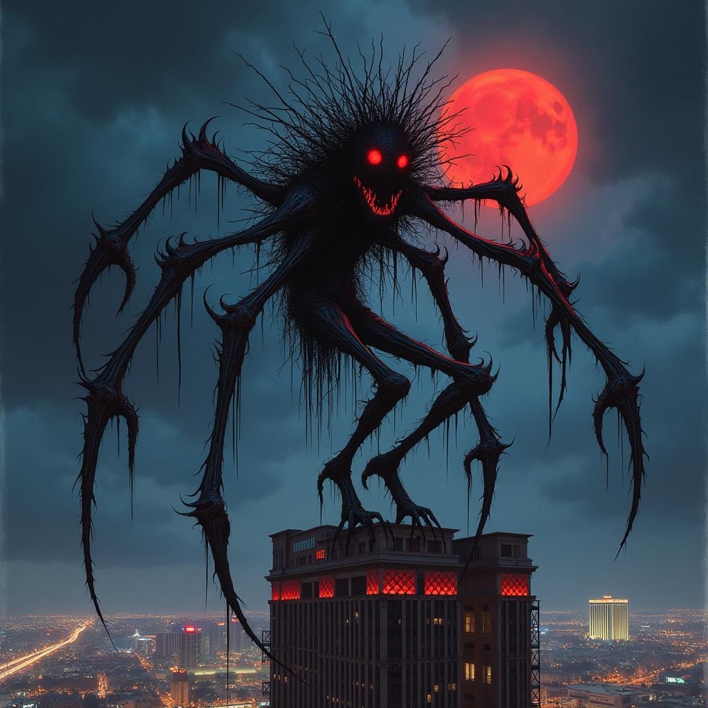 Nightmarish Scarecrow Monster on Vegas Skyscraper