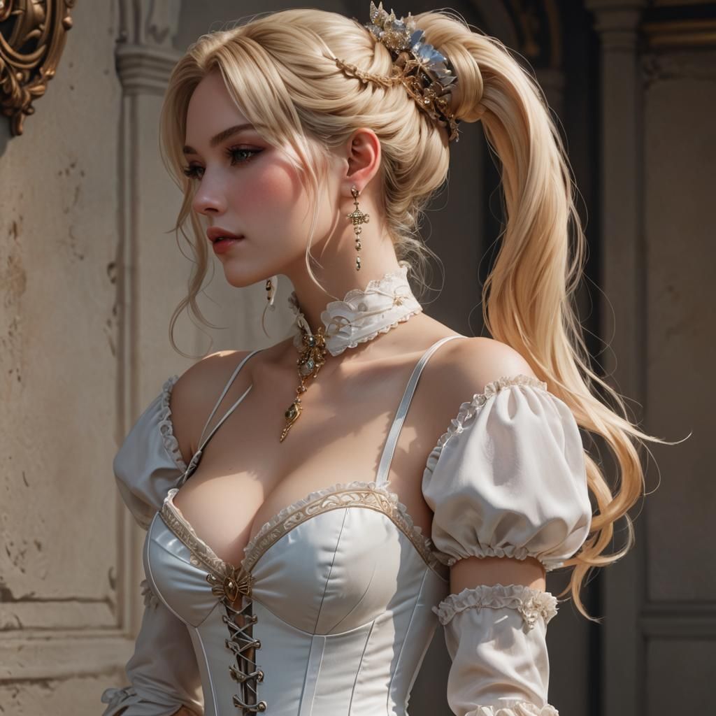 Hyperrealistic Renaissance Portrait of a Blonde Woman