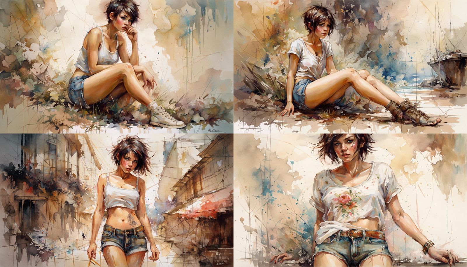 Detailed Portrait of a Brunette in Summer Outfit