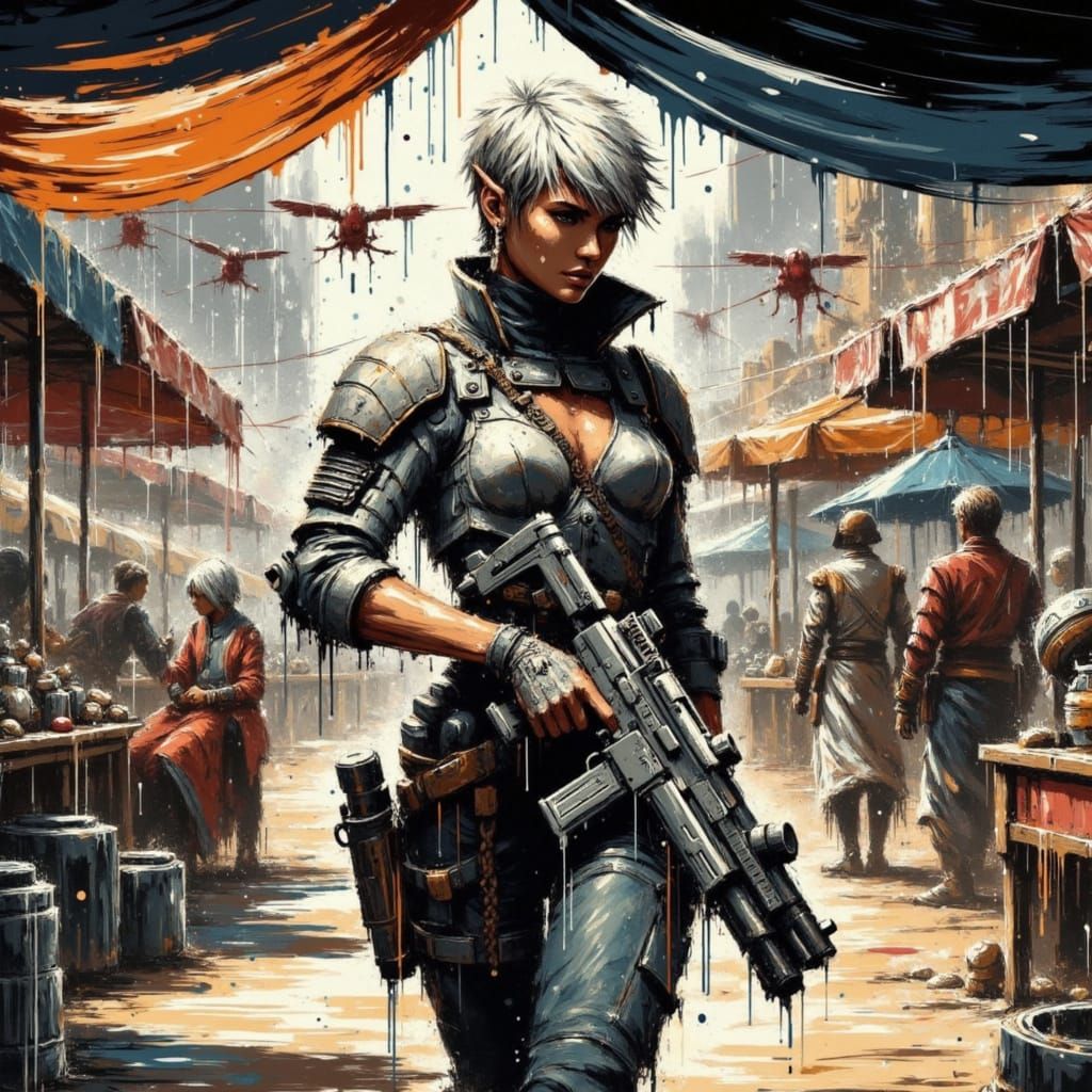 Elven Warrior patrolling the streets