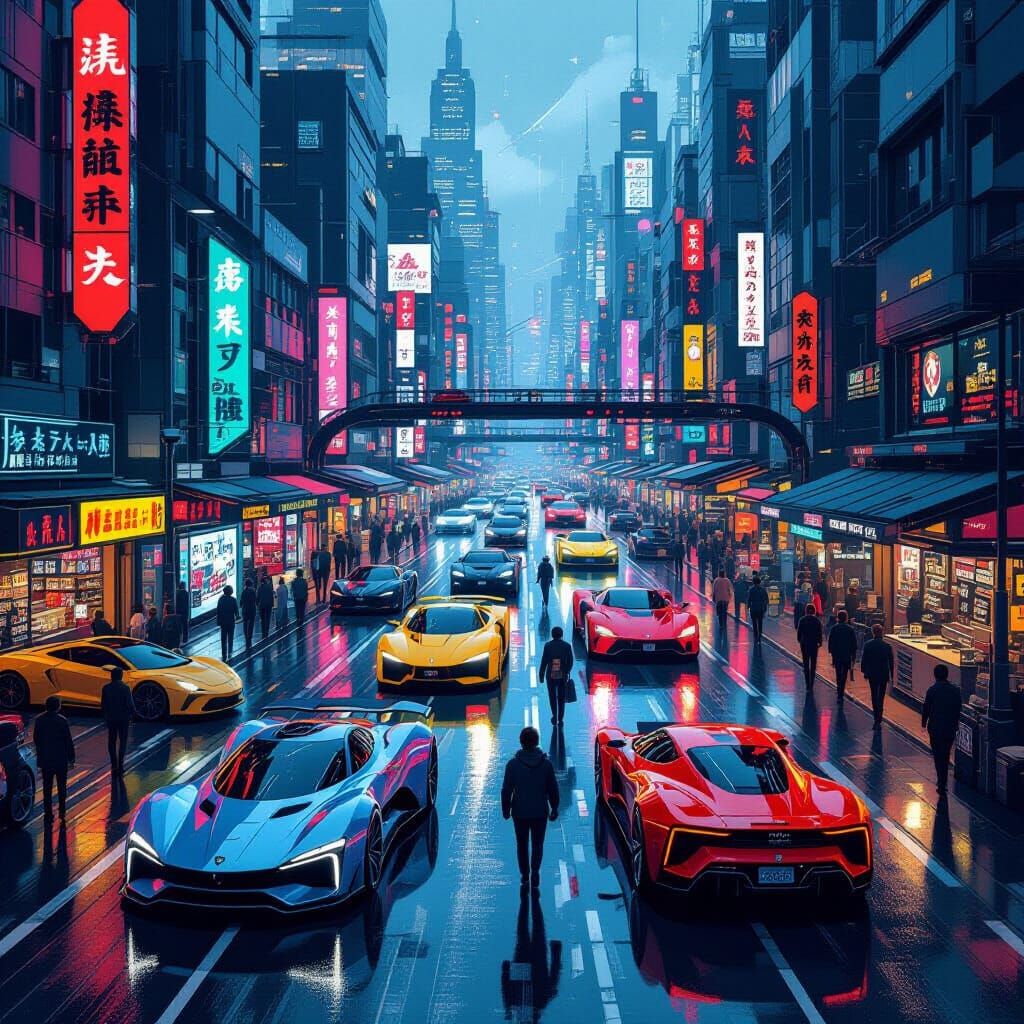 Futuristic Cityscape of Skilled Mechanics