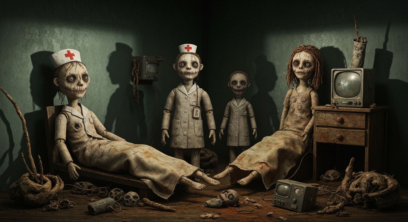 Psychiatric Hospital Room in Brut Outsider Art Style