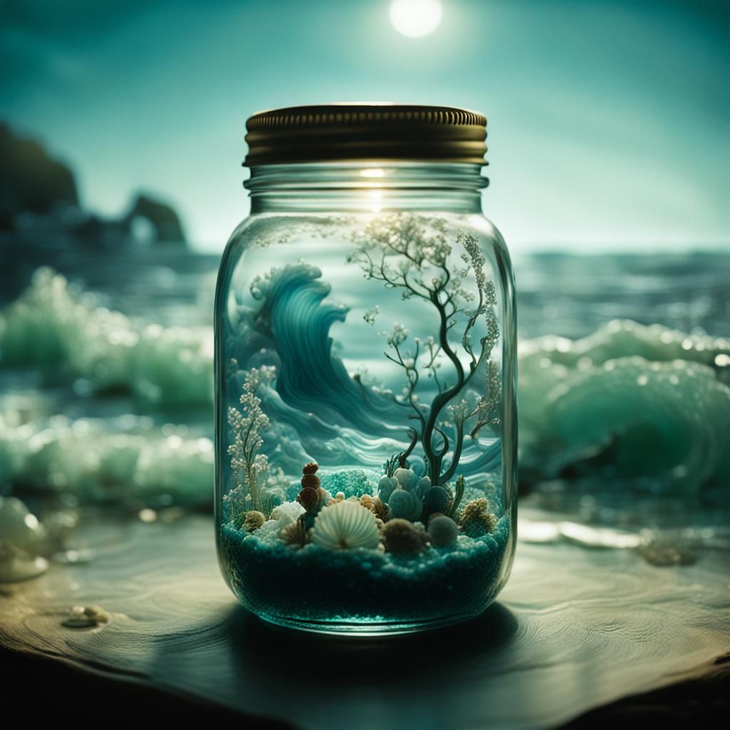 Ocean Flows in Crystal Jar: Cinematic Still