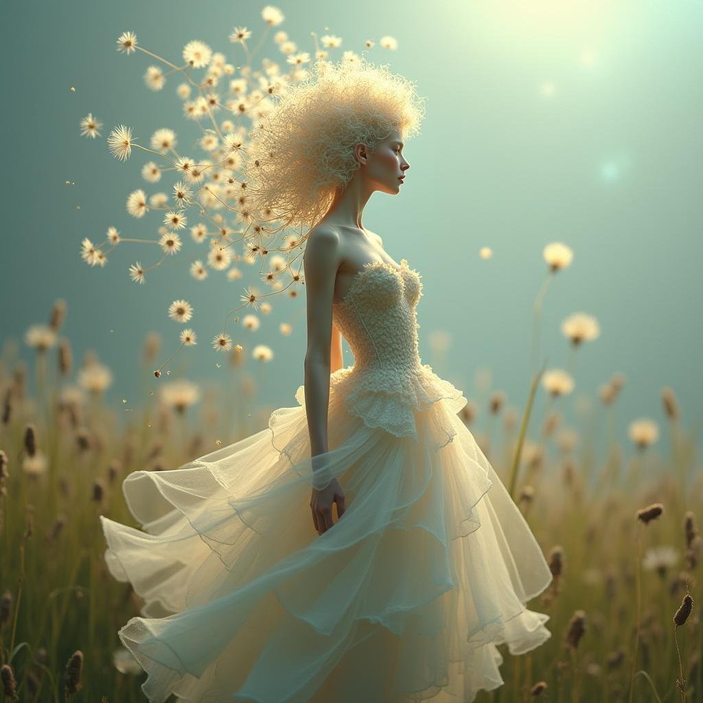 Dandelion Woman in a Scattering Dress
