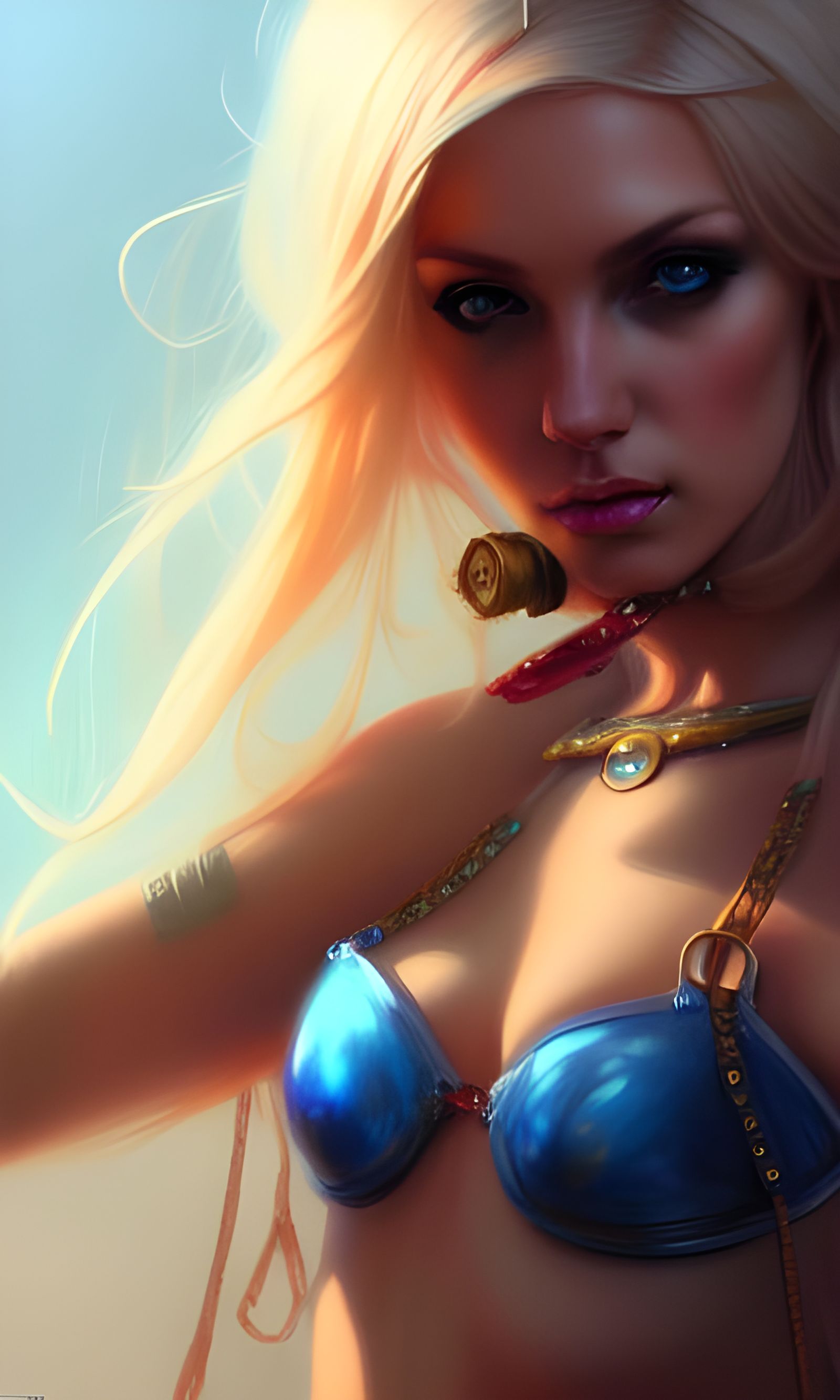Steampunk Bikini Blonde: Digital Art Portrait
