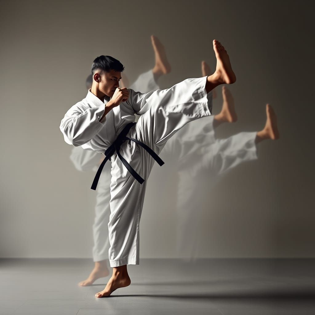 Stop-Motion Karate Kick Reveals Dynamic Motion