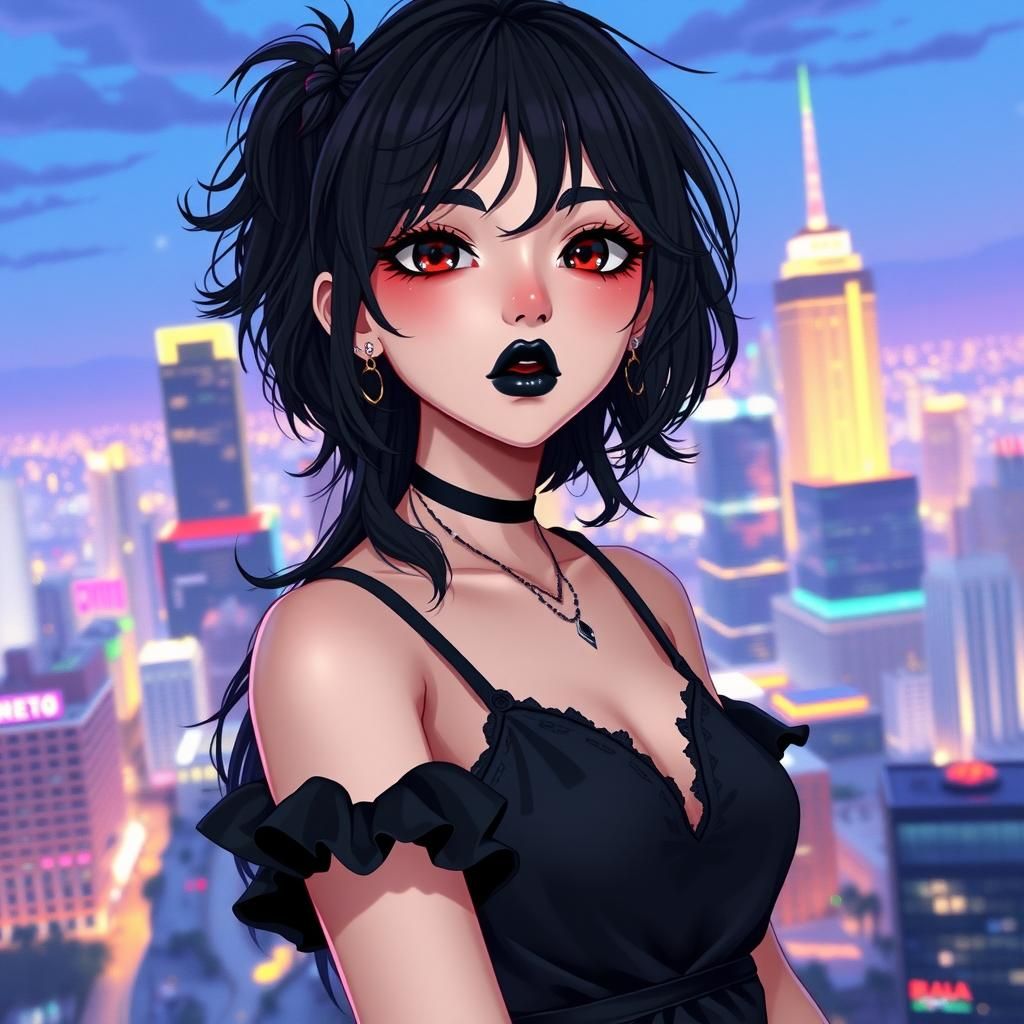 Goth Girl in Los Angeles: Anime-Inspired 3D Art