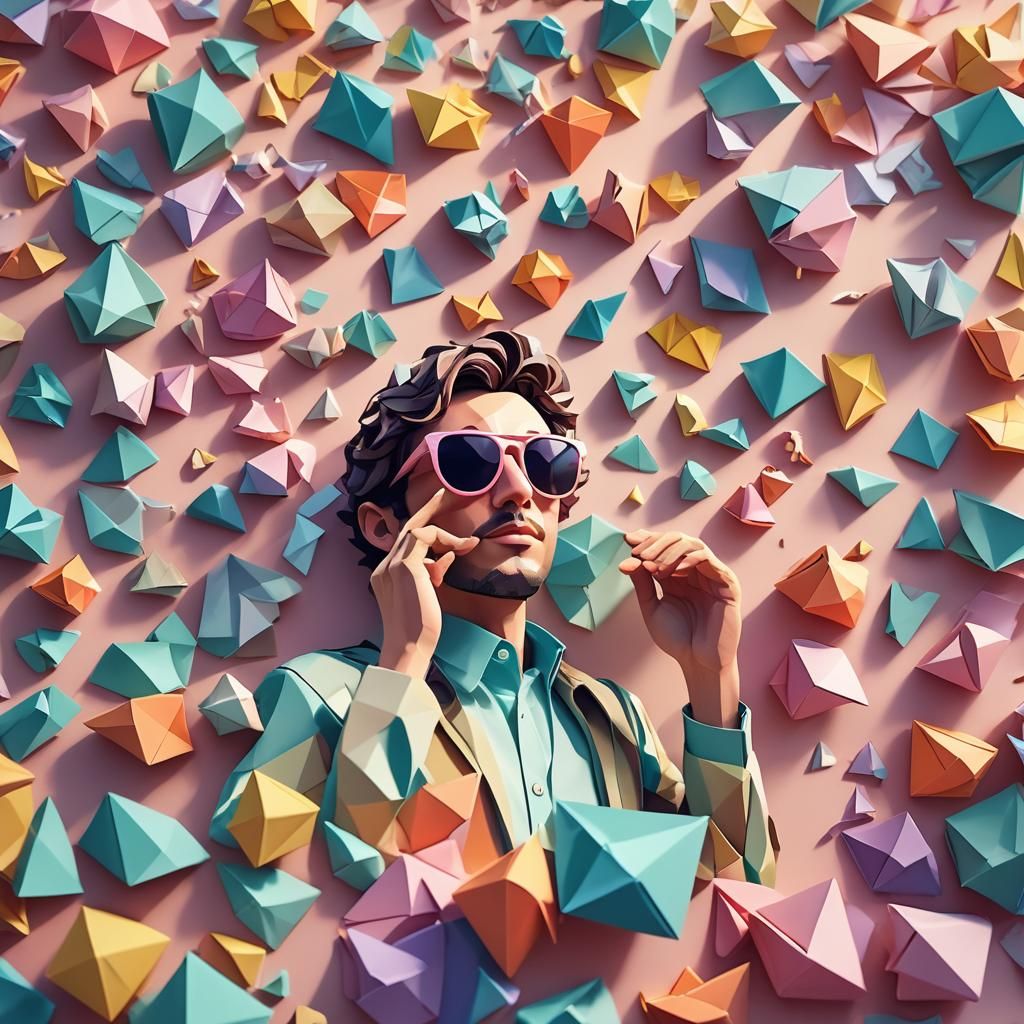 Pixelated World Revealed in Low-Poly Art