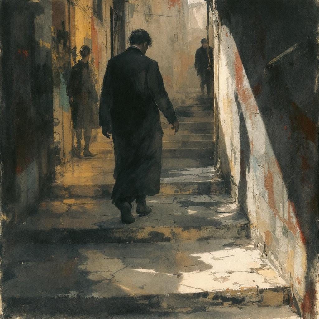 Chiaroscuro Figure in Vintage Medical Illustration Style