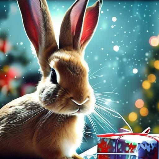Rabbit Opening Christmas Presents: Digital Matte Painting