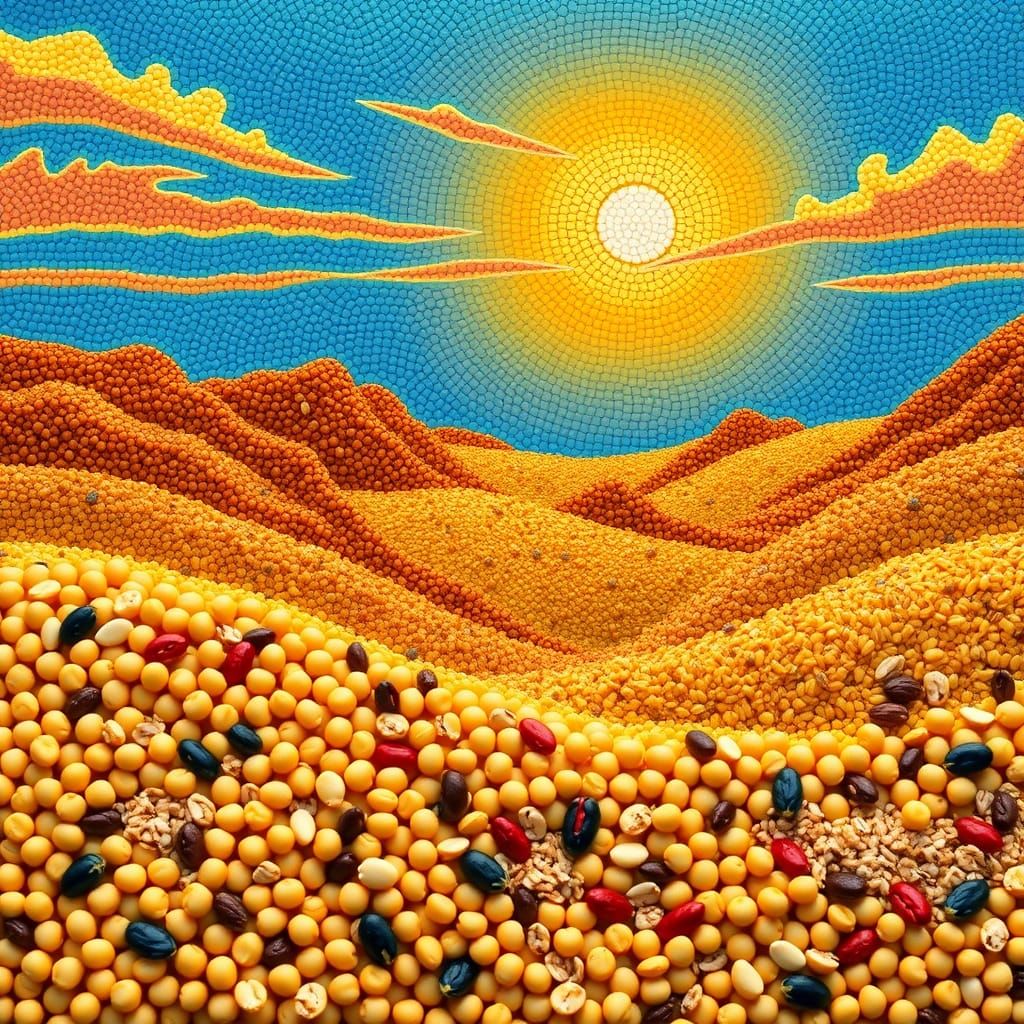 Stunning Desert Landscape Mosaic with Legumes and Nuts