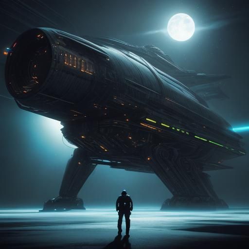 Surreal Alien Astronauts Approach Moon in Retro-Futuristic A...