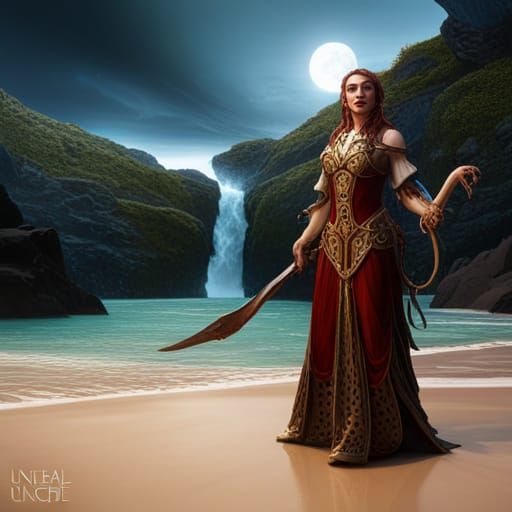 Detailed Matte Painting of a Nude Woman