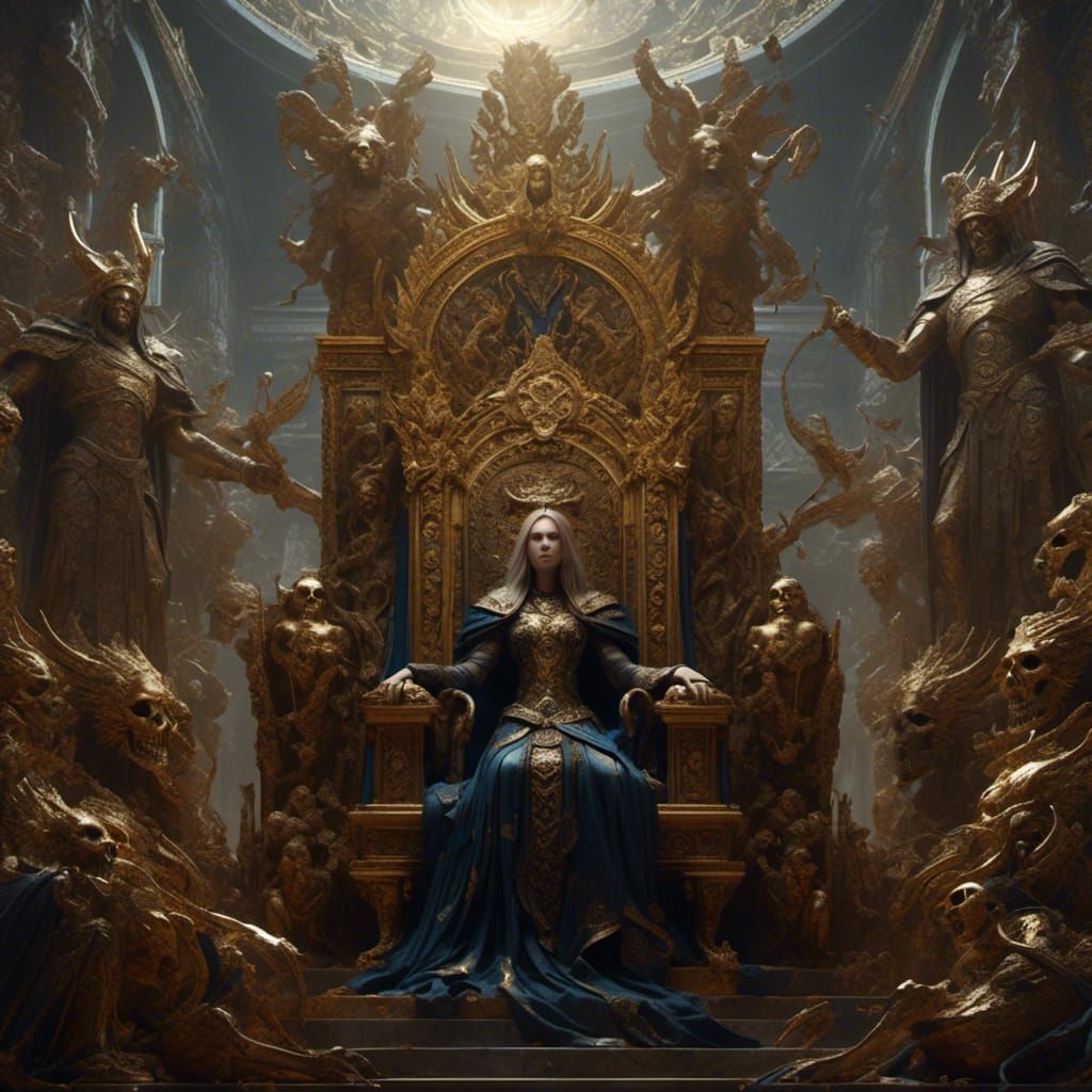 Statue of Woman on Throne, Digital Art