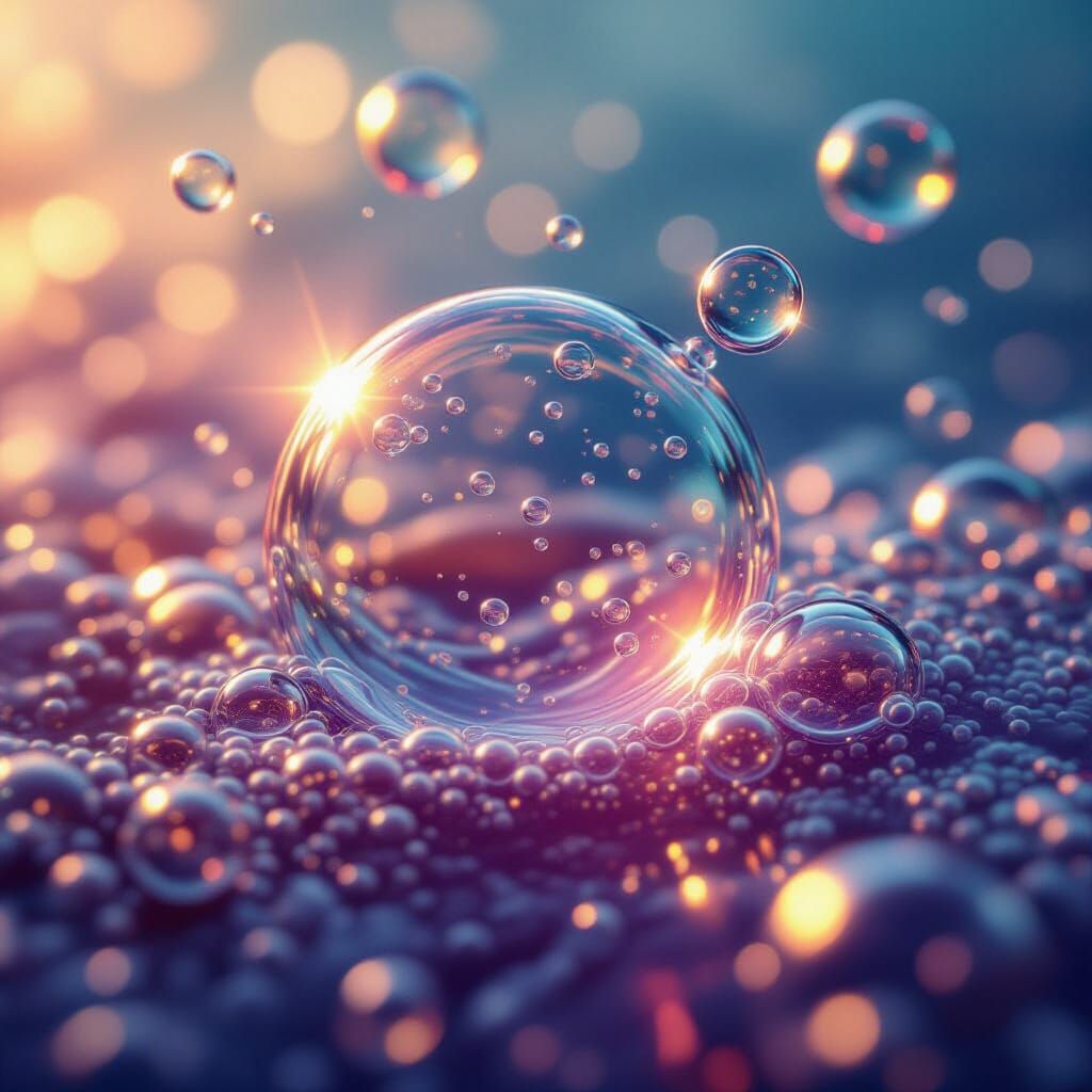 Hyperrealistic Macro Bubbles in Fizzy Drink