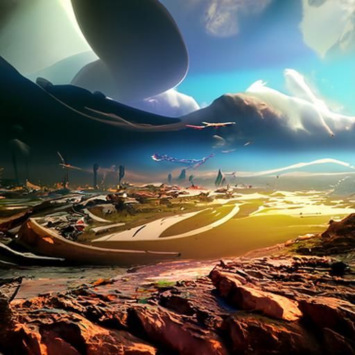 Spaceship Landing on Alien Planet: 8K Render