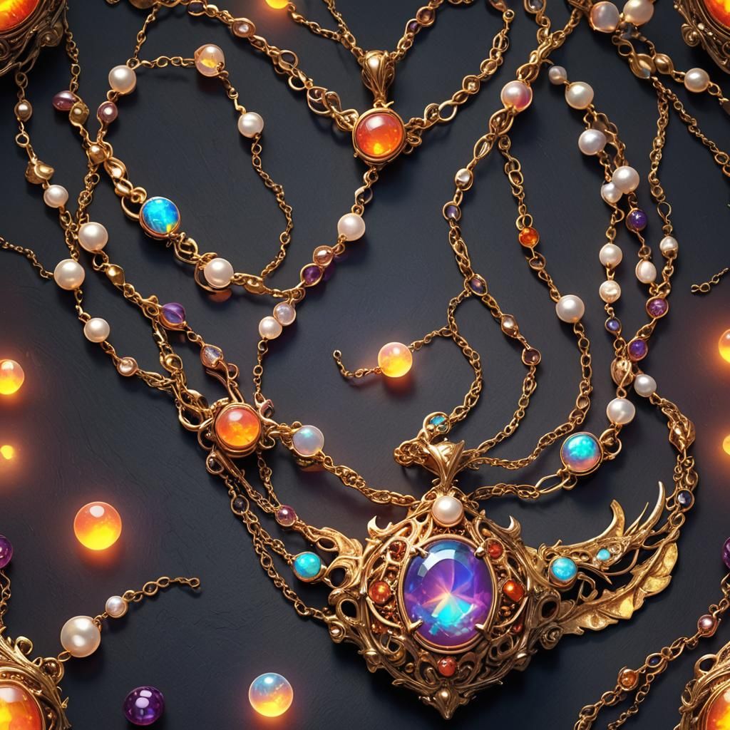 Opal Dragon's Breath Necklace Fantasy Art