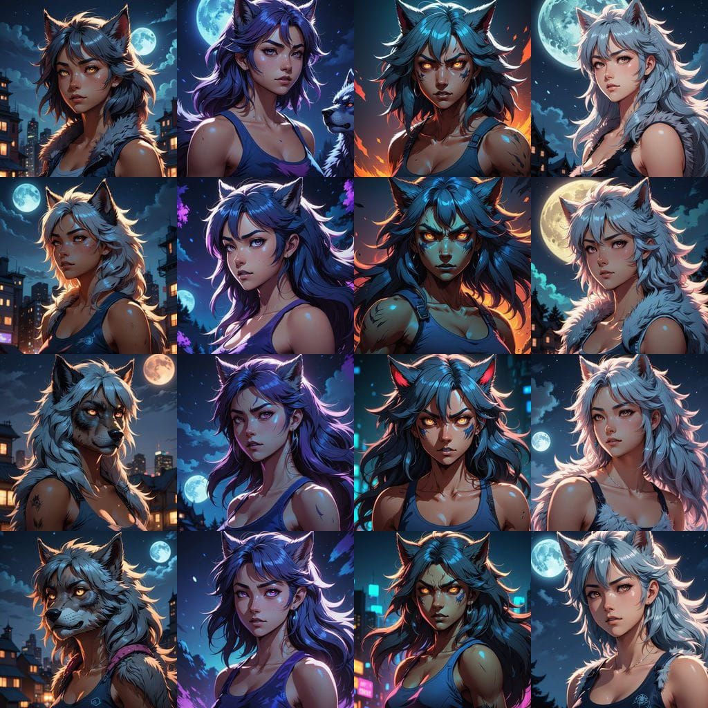 Teenage Werewolf Girl in Anime Style