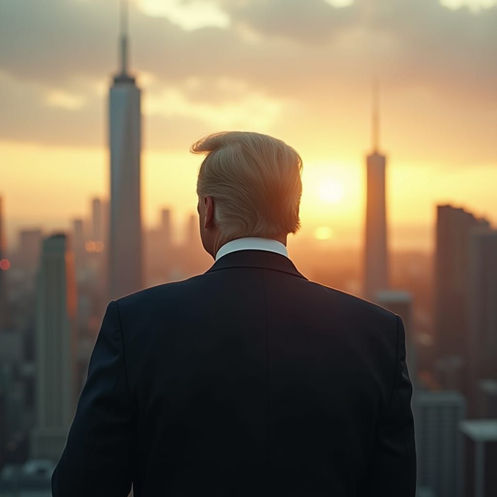 Determined Businessman Stands Tall Amidst City Skyline