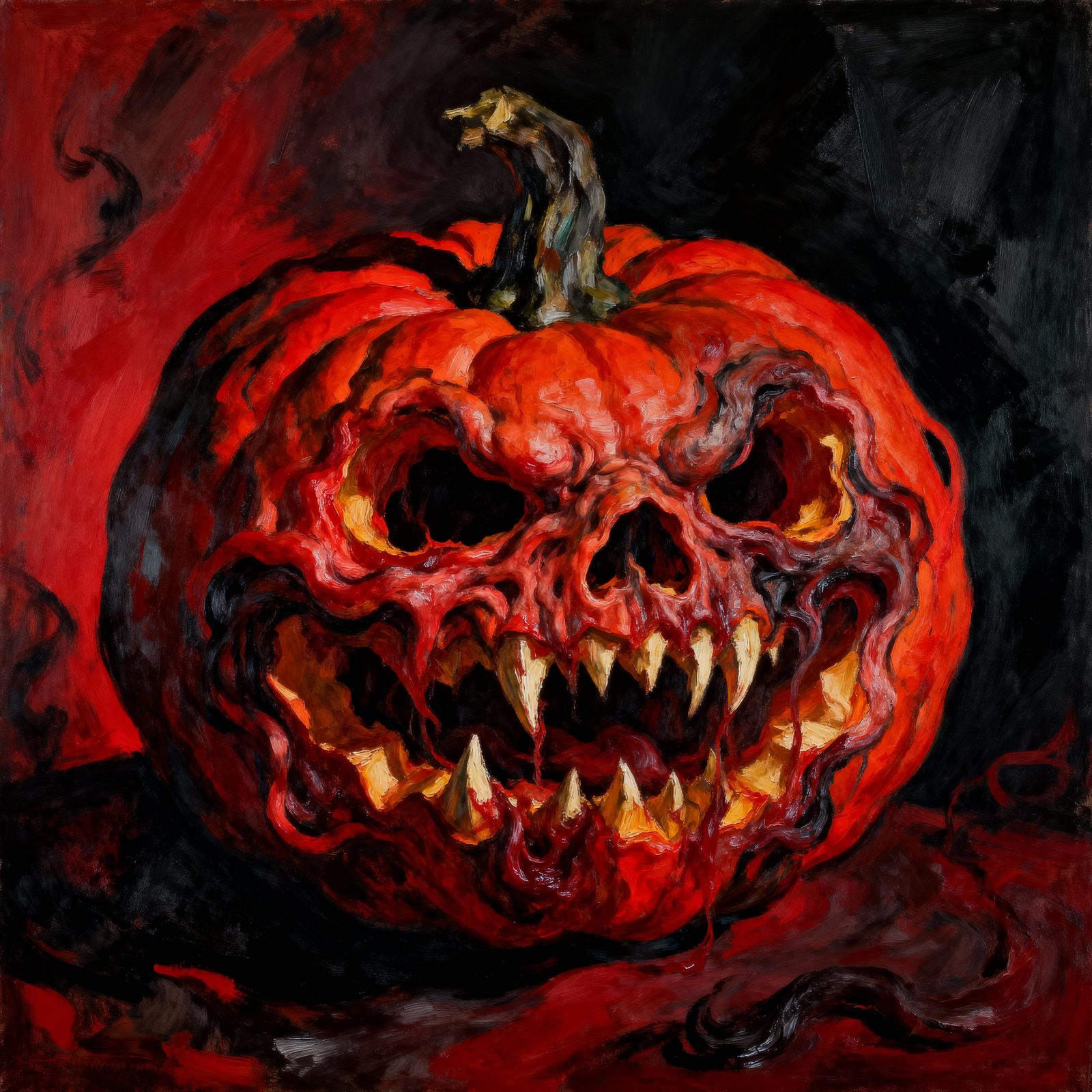 Scary Halloween Pumpkin in Francis Bacon Style