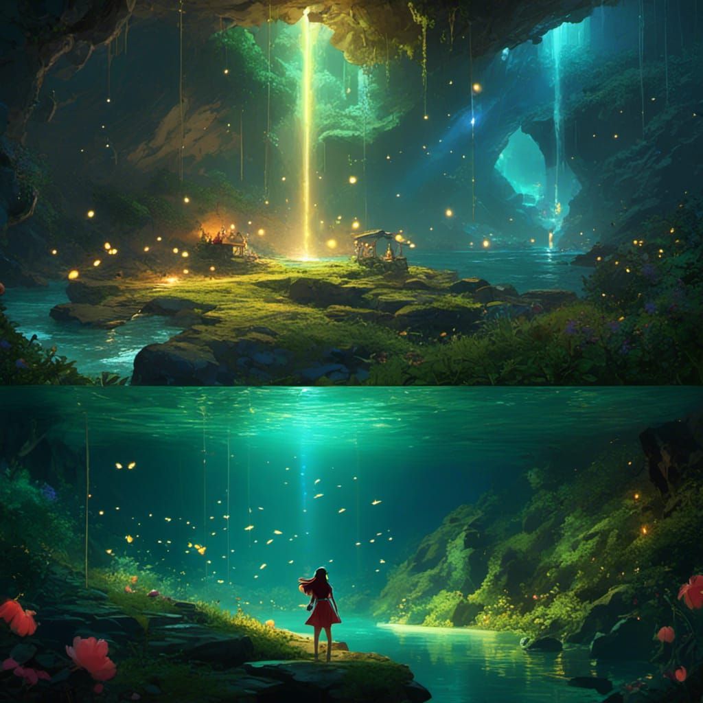 Fireflies Light Underground River in Giant Cave