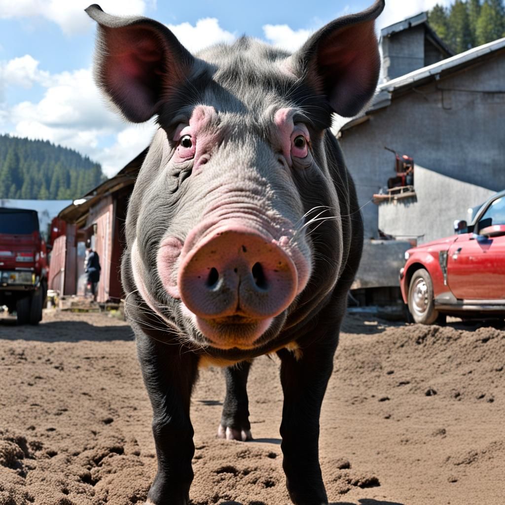 Pig with a Prominent Snout