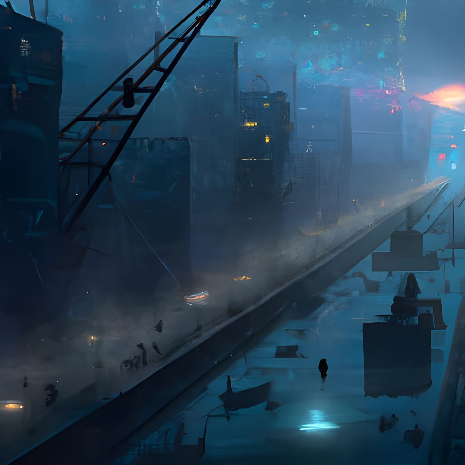 Dramatic Building Ablaze: Epic Digital Matte Painting