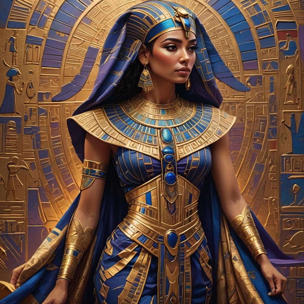 Egyptian Gown: Fantasy Art in Oil Painting Style