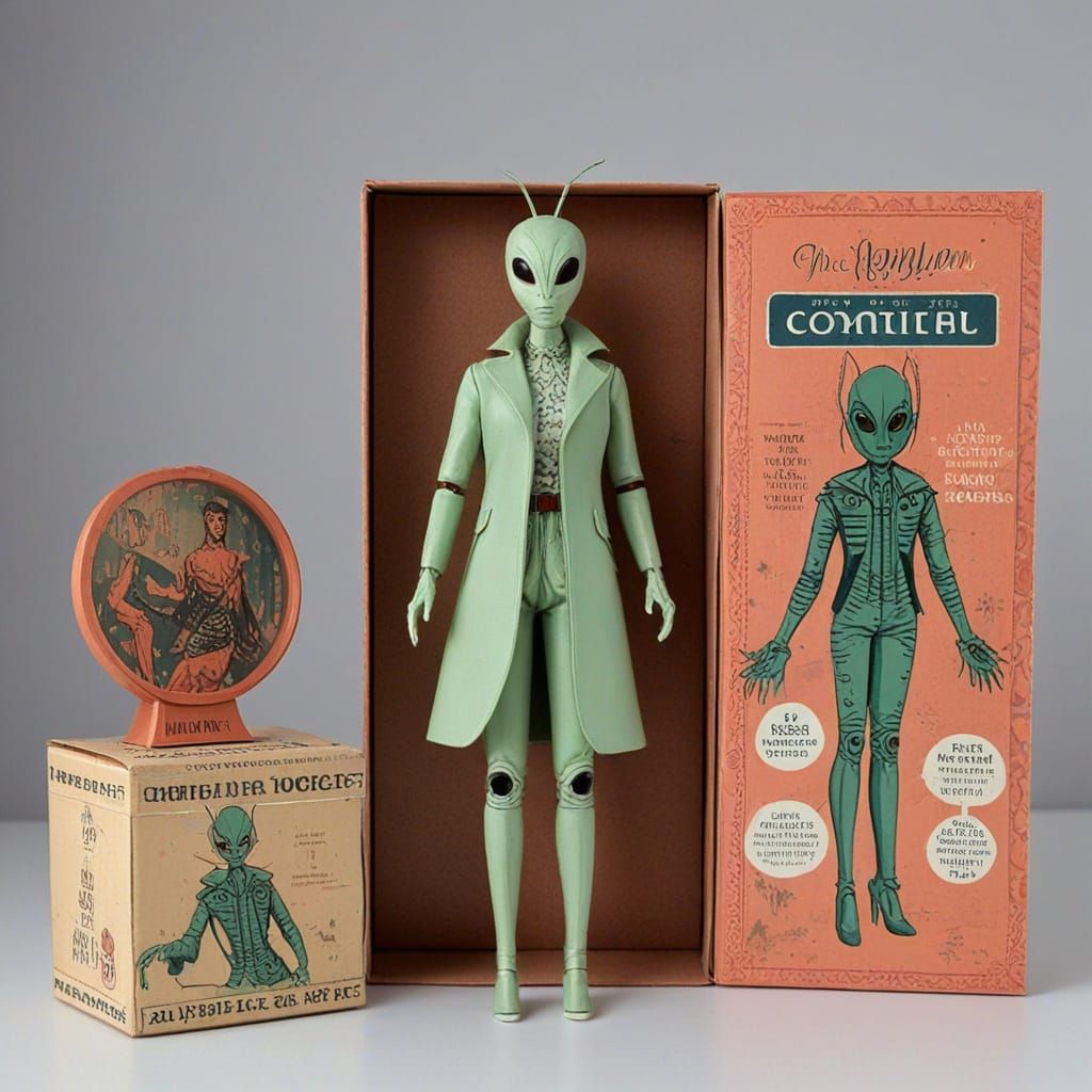 Vintage Sci-Fi Fashion Doll Box in Retro Style