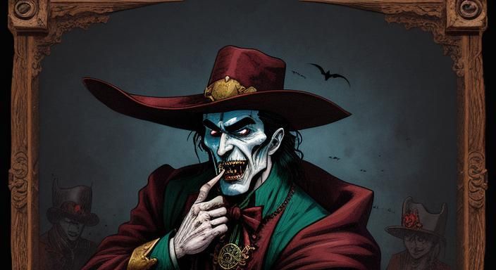 Cartoon Dracula in Sombrero, Comic Book Art