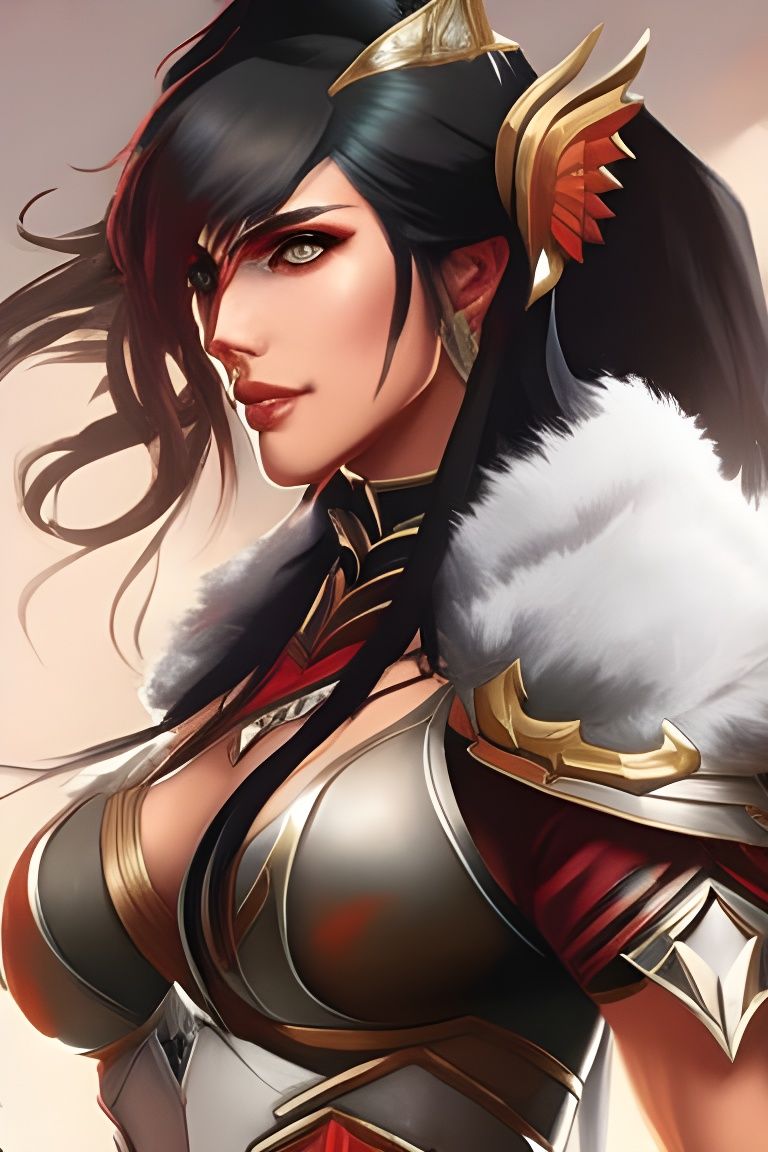 Intricate Portrait of a Warrior Woman in Art Nouveau Style