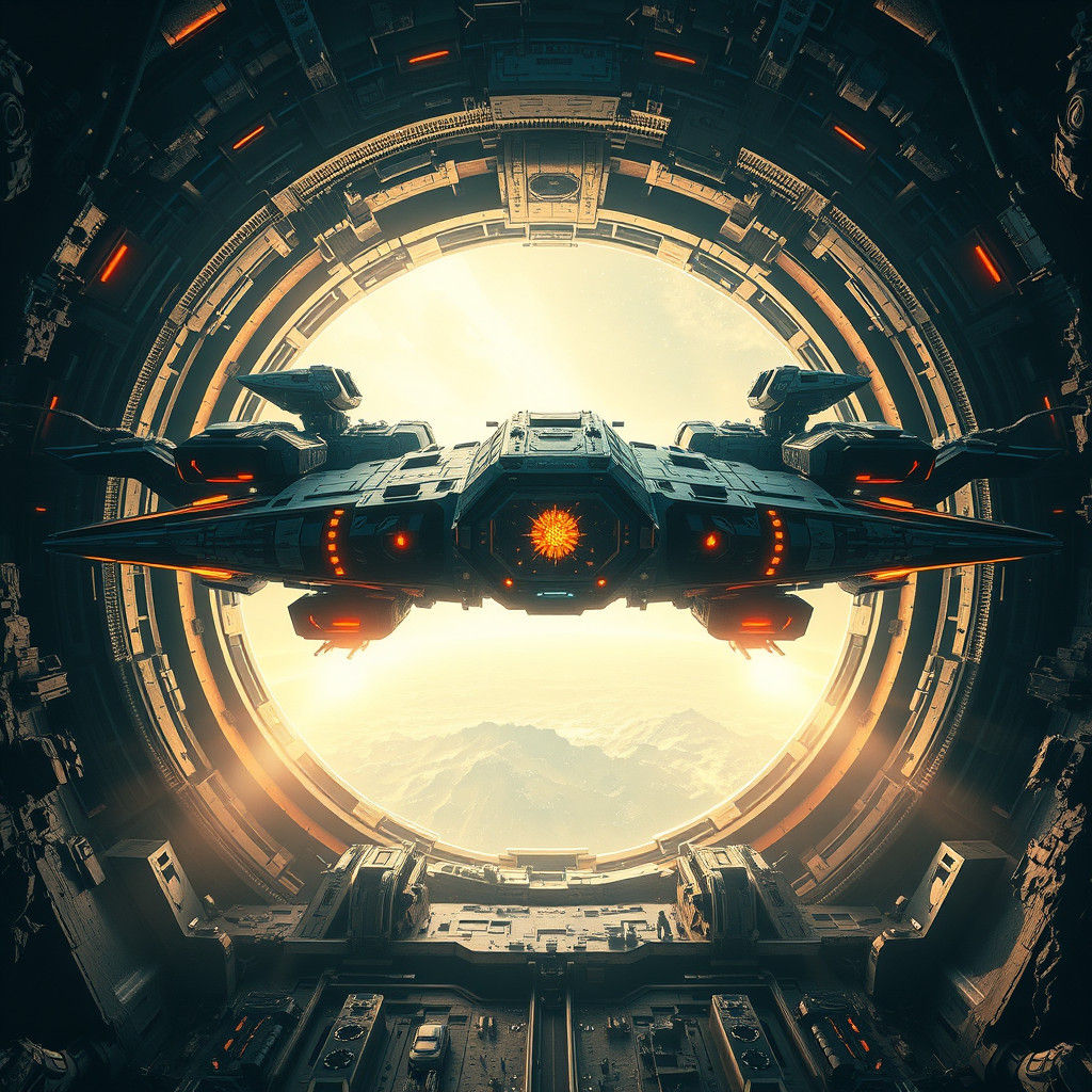 Spaceship Travels Through Stargate: Digital Matte Painting