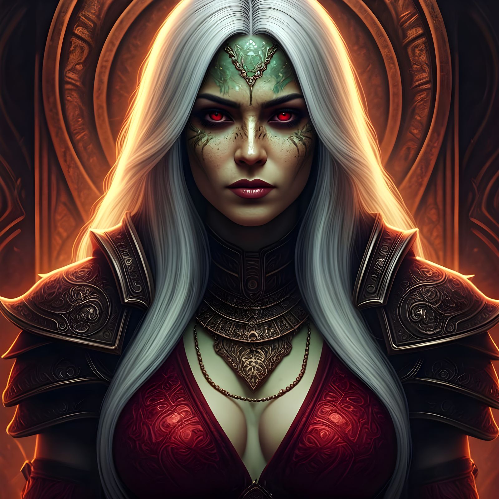 Busty Dryad Warrior in Hyperrealistic Portrait