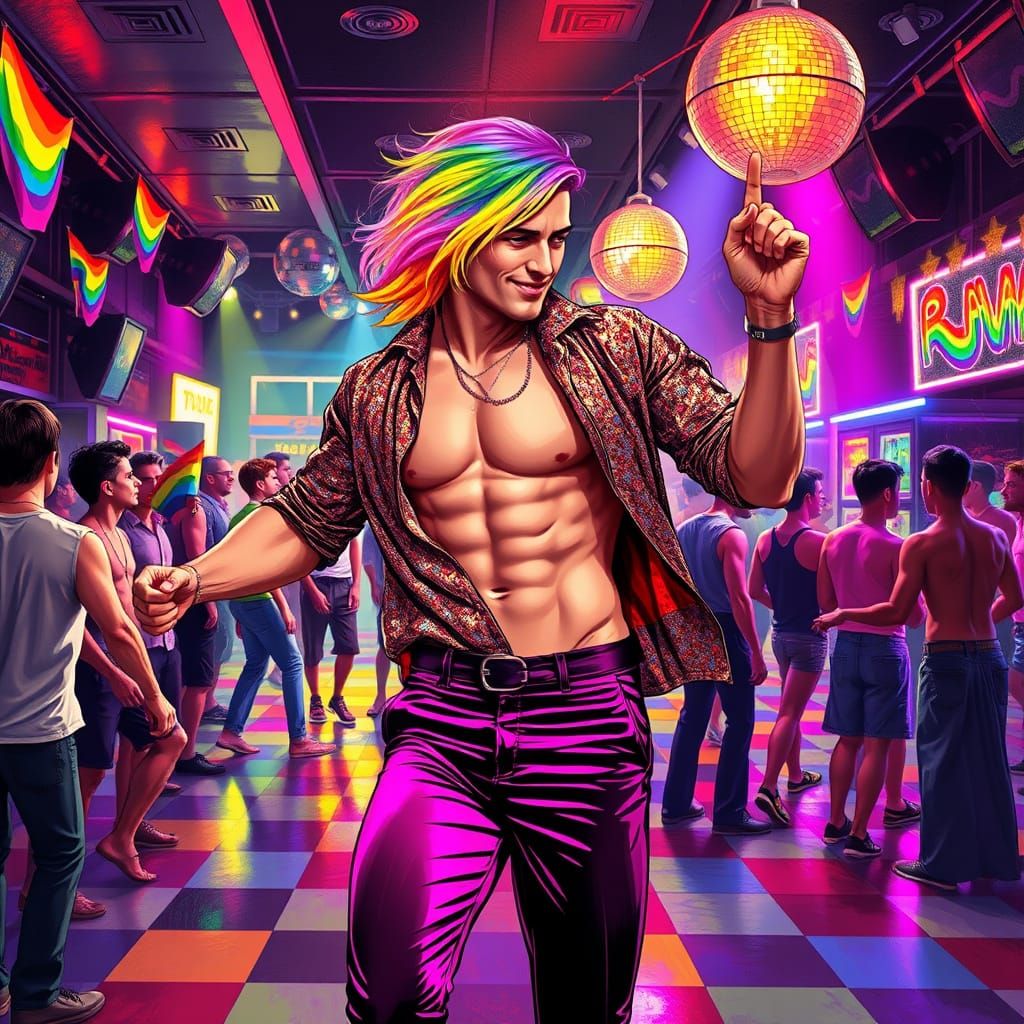 Rainbow Dancer in Nightclub, Fauvist Painting