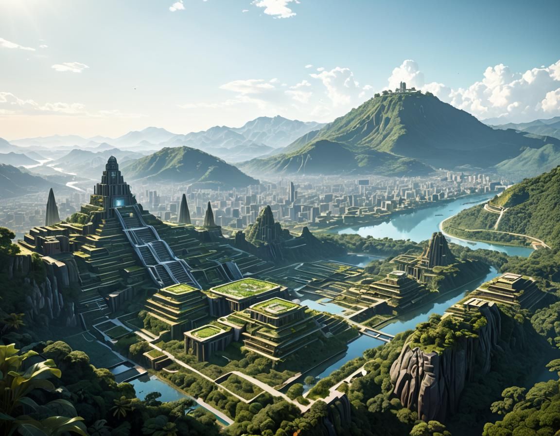 Futuristic Mayan City with Impossible Geometry
